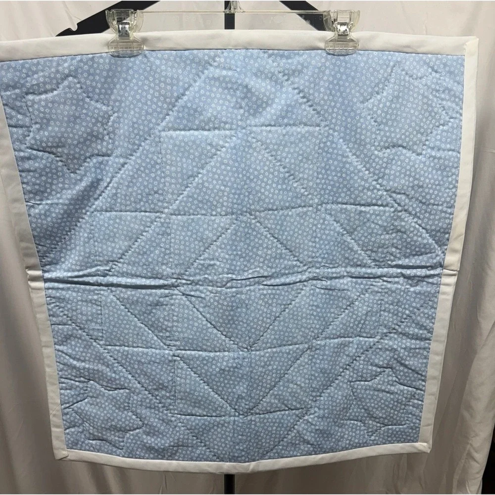 Vintage Handmade Blue and White Quilted Patchwork Baby‎ Blanket
